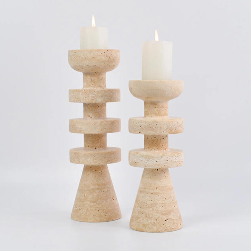 Beige Travertine Candleholder